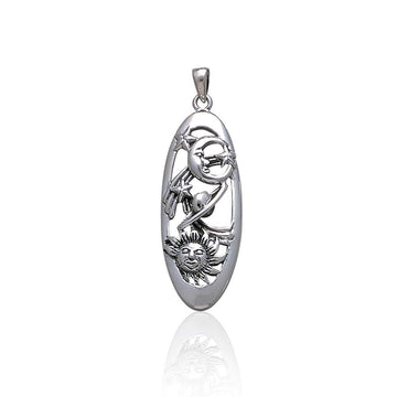 Sterling Silver Oval Celestial Scene Pendant LP1781 - Jewelry